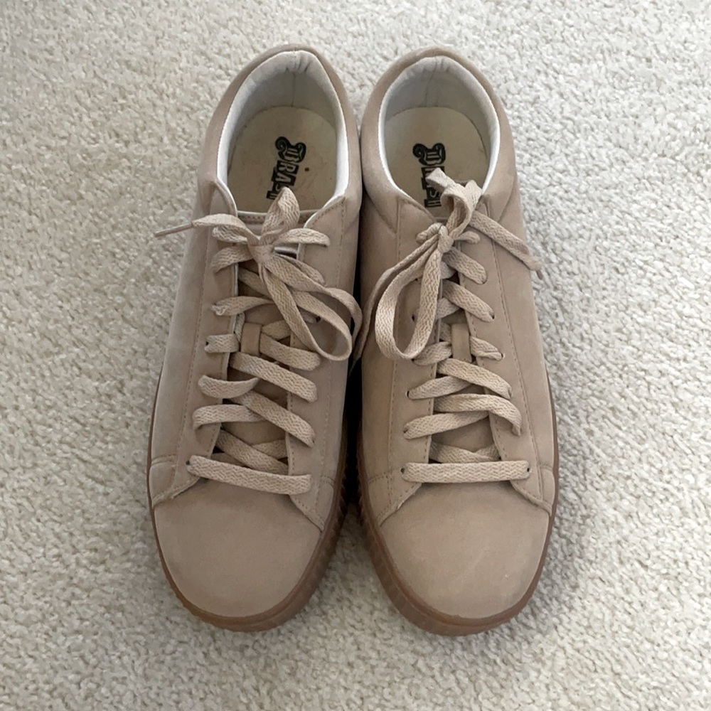 NEW Beige suede platform sneakers size 11- Trash